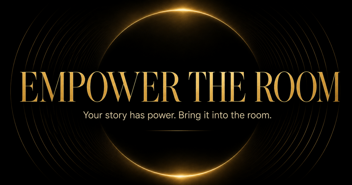 A glowing gold door opening into the Empower the Room